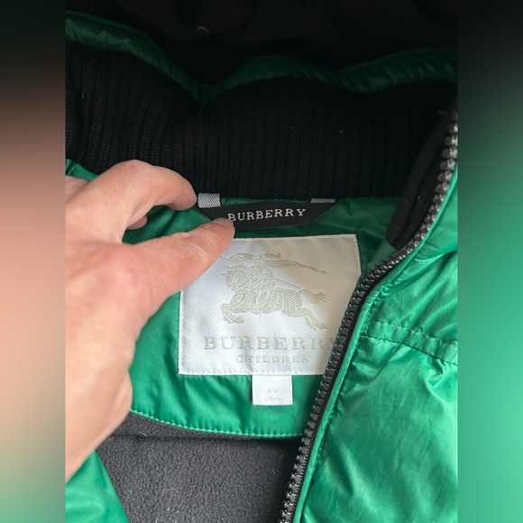 Burberry Kids Green Detachable Hood Down-filled Puffer Coat Size 6 - Picture 4 of 14
